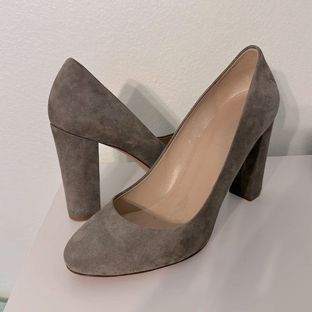 J. Crew Gray Suede Block Heels Size 10.5 M